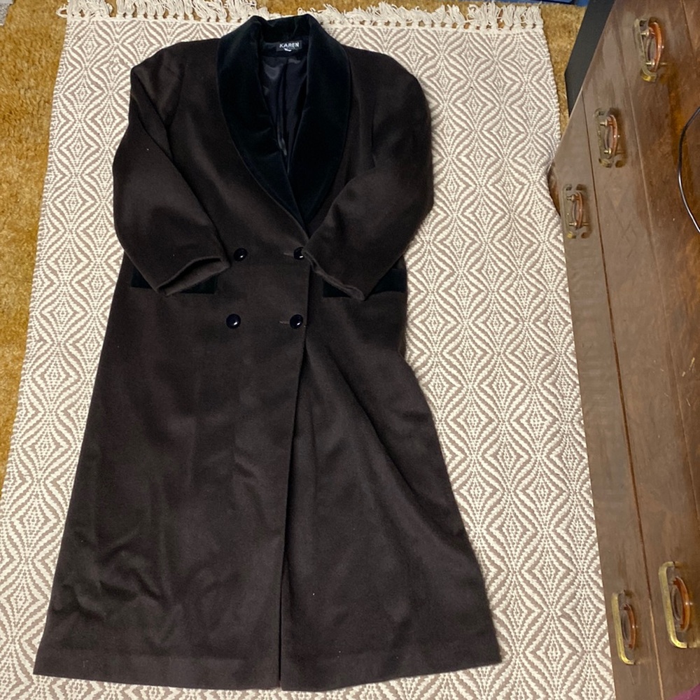Karen jacket 8 brown long coat made in u.s.a vintage